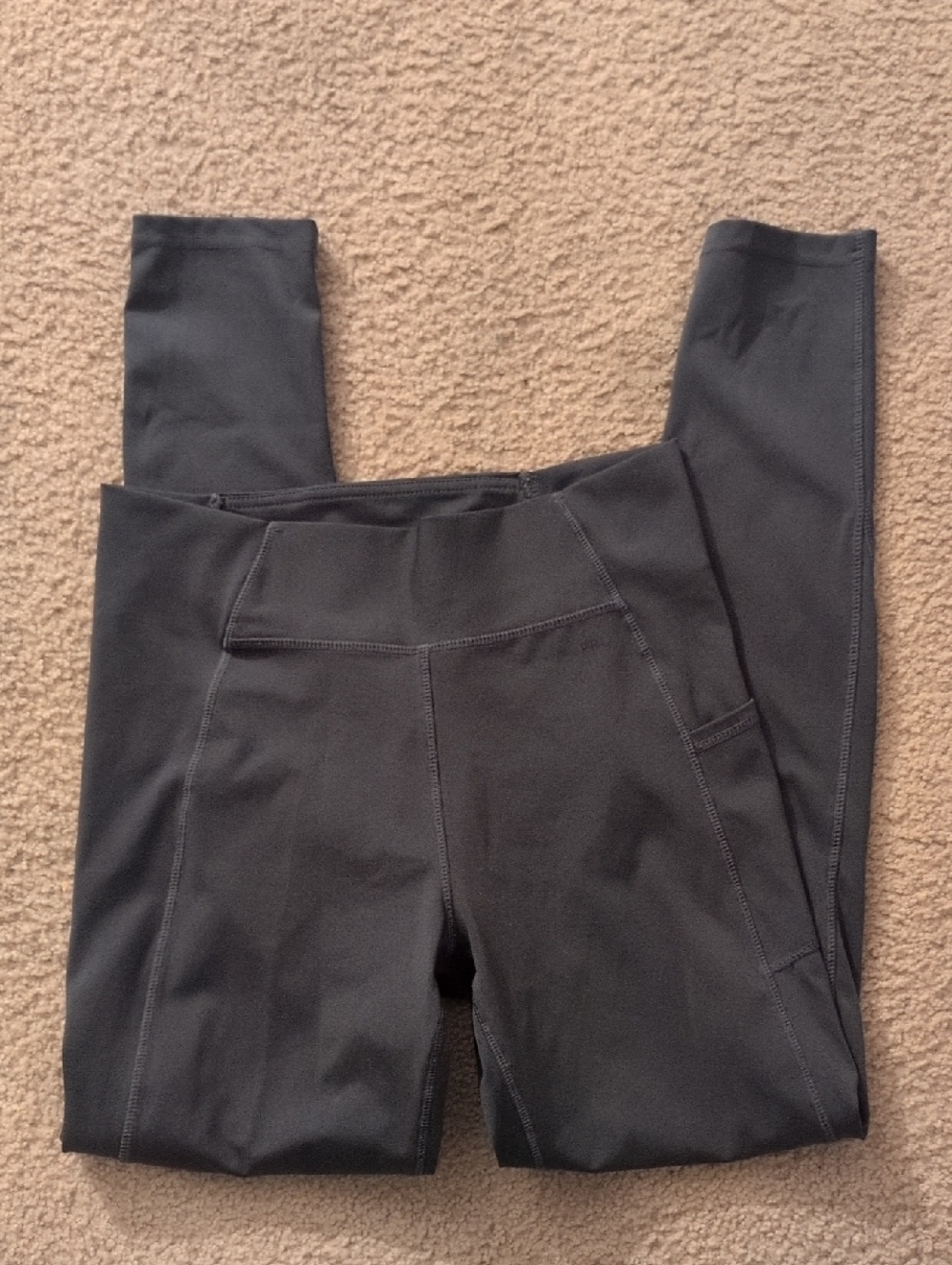 Women's High-Rise Gray Performance Leggings with Side Pocket